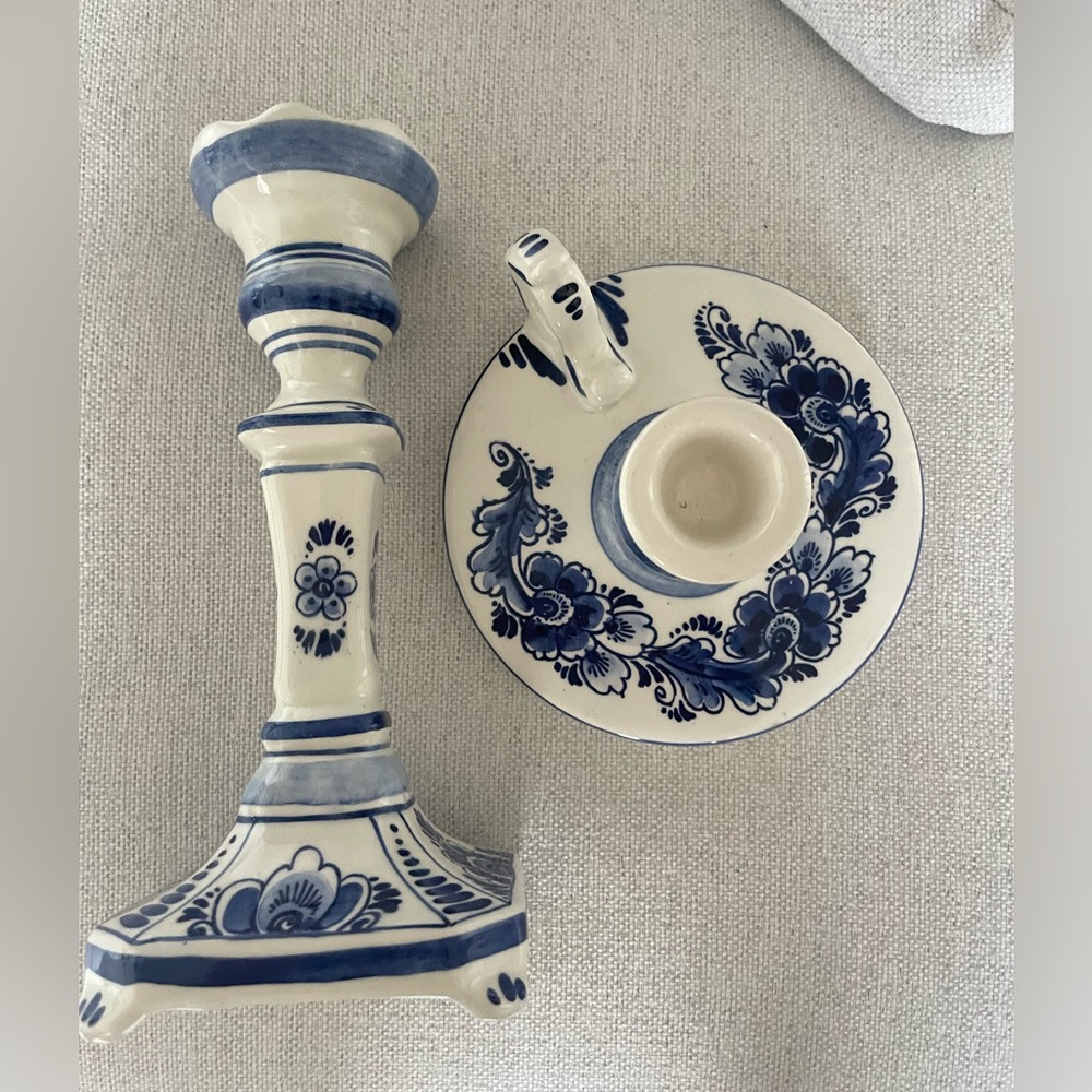 Delft Blue Hand-Made in Holland Candelstick Holders - Picture 4 of 14